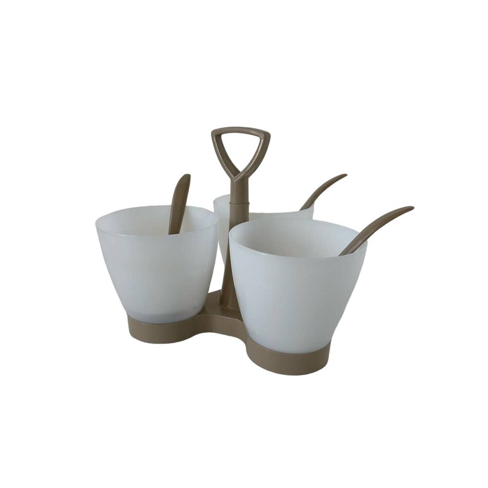 Vintage Tupperware Condiment, Caddy, Serving Set Almond & Sheer #757, 758, 872